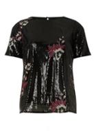 Dorothy Perkins Black Embroidered Sequin T-shirt