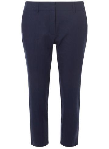 Dorothy Perkins Petite Navy Linen Ankle Grazer Trousers