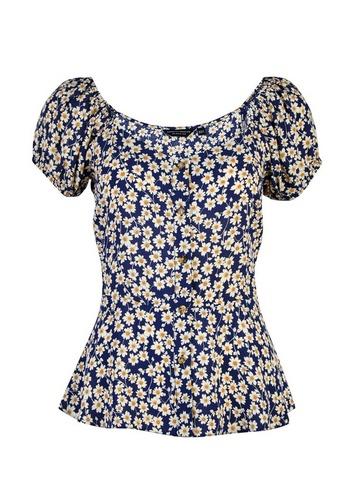 Dorothy Perkins Navy Ditsy Print Button Through Top
