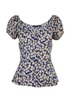 Dorothy Perkins Navy Ditsy Print Button Through Top