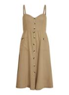 *vila Camel Linen Skater Midi Dress