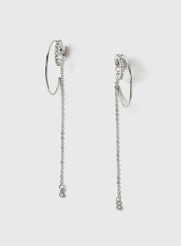 Dorothy Perkins Silver Hoop And Chain Drop Earrings