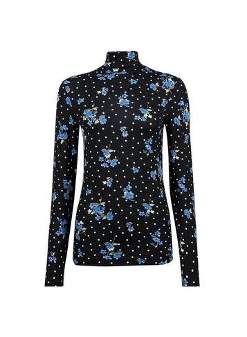 Dorothy Perkins Black Polka Dot And Floral Print High Neck Top