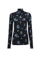 Dorothy Perkins Black Polka Dot And Floral Print High Neck Top