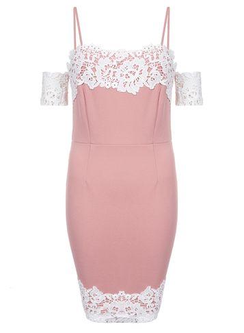 Dorothy Perkins *quiz Pink Lace Trim Dress