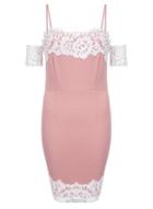 Dorothy Perkins *quiz Pink Lace Trim Dress