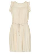 *izabel London Beige Frill Pleated Skater Dress