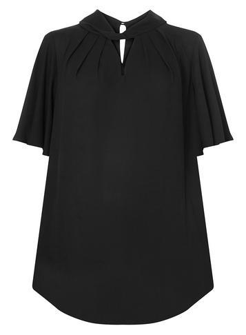 Dorothy Perkins Dp Curve Black Twist Tie Knot Neck Top