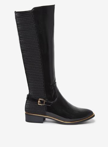 Dorothy Perkins Black 'tina' Buckled Knee High Boots