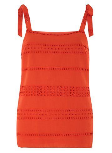 Dorothy Perkins Red Embroidered Pinny Top