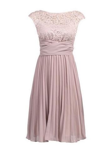 *jolie Moi Mauve Lace Pleated Dress