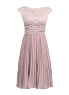 *jolie Moi Mauve Lace Pleated Dress