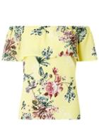 Dorothy Perkins *vila Yellow Floral Print Bardot Top