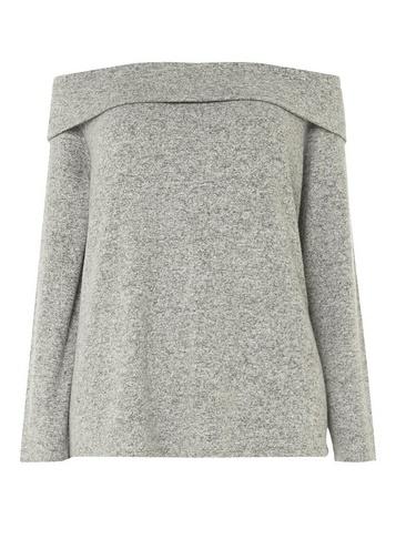 Dorothy Perkins *dp Curve Grey Marl Brushed Bardot Top