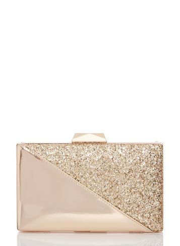 Dorothy Perkins *quiz Gold Glitter Box Bag