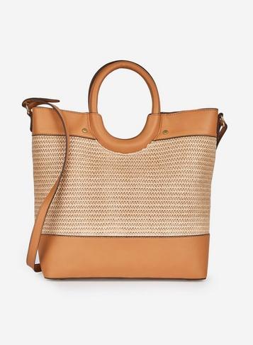 Dorothy Perkins Tan Raffia Panel Tote Bag