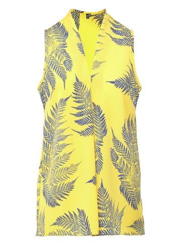 *izabel London Yellow Leaf Print Blouse