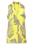 *izabel London Yellow Leaf Print Blouse