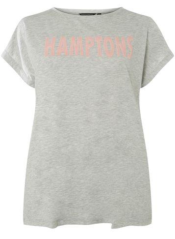 Dorothy Perkins Dp Curve Grey Hamptons Motif T-shirt