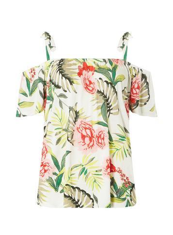 Dorothy Perkins Ivory Tropical Cold Shoulder Top