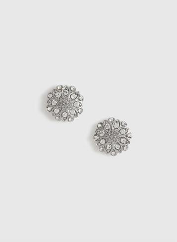 Dorothy Perkins Silver Rhinestone Floral Stud Earrings