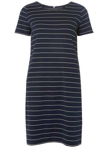 Dorothy Perkins *vila Navy And White Striped Zip Shift Dress