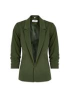 Dorothy Perkins Petite Green Ruched Sleeve Jacket