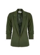 Dorothy Perkins Petite Green Ruched Sleeve Jacket
