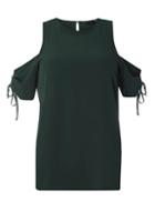 Dorothy Perkins Green Cold Shoulder Ruched Top