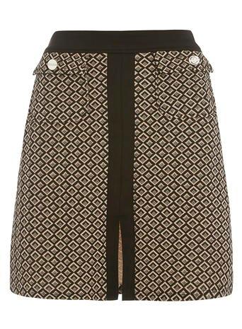 Dorothy Perkins Nude And Black Diamond A-line Skirt
