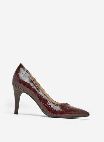 Dorothy Perkins Burgundy Croc Drake Court Shoes