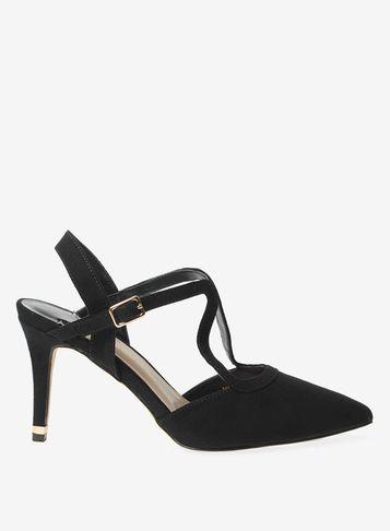 Dorothy Perkins Wide Fit Black Glow Strappy Court Shoes