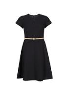 Dorothy Perkins Petite Black Belted Fit And Flare Dress