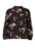 Dorothy Perkins *blue Vanilla Curve Black Floral Print Top