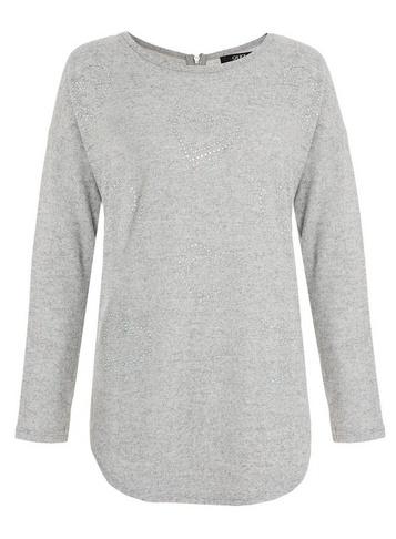 *quiz Grey Diamante Heart Jumper