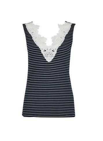 Dorothy Perkins Navy Stripe Print Lace Trim Vest