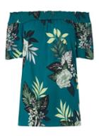 Dorothy Perkins *tall Green Tropical Print Bardot Top