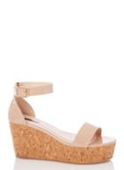*quiz Nude Faux Leather Patent Wedge Sandals