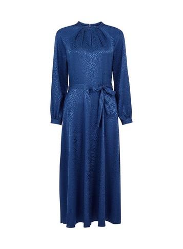 Dorothy Perkins Bllue Jacquard Keyhole Midi Dress