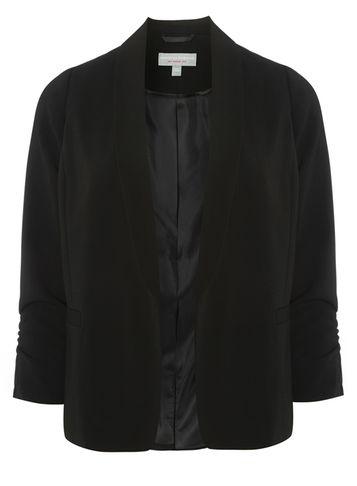 Dorothy Perkins Petite Black Ruched Sleeve Blazer