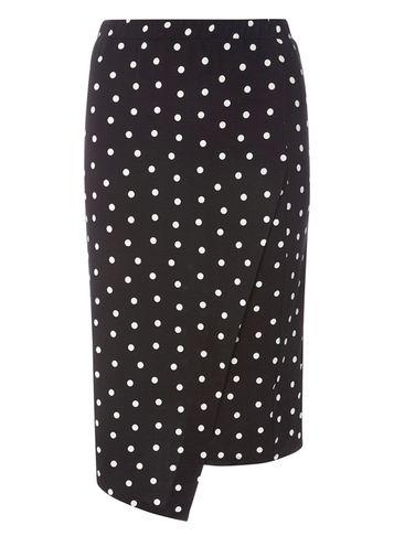 Dorothy Perkins Black Spotted Asymmetric Tube Skirt