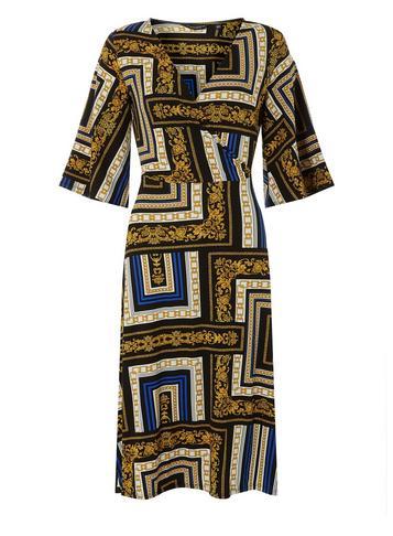 Dorothy Perkins Blue Chain Print Wrap Midi Dress