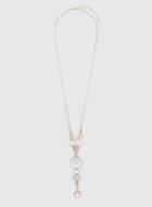Dorothy Perkins Silver Circle And Glitter Disc Lariat Necklace