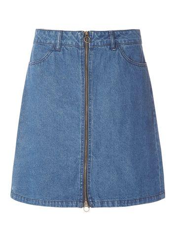 Dorothy Perkins *only Denim Zipped A-line Skirt