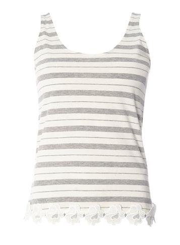 Dorothy Perkins Grey Stripe Lace Trim Vest Top