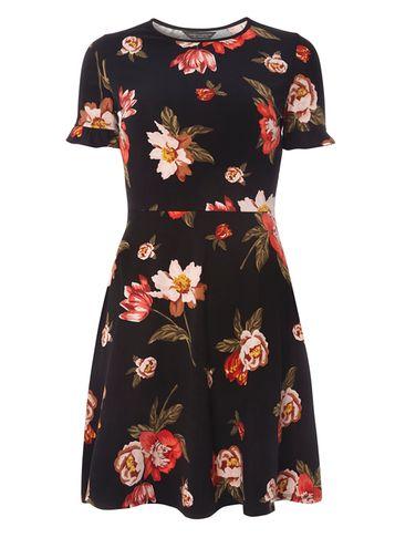 Dorothy Perkins Black Printed Ruffle Sundress