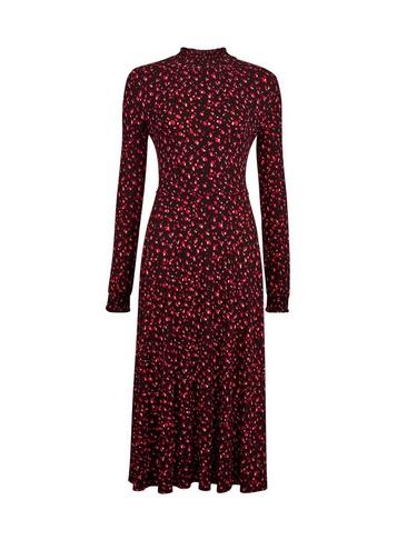 Dorothy Perkins Pink And Black Shirred Midi Dress