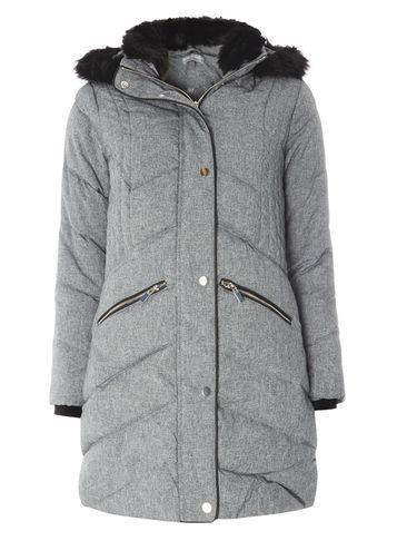 Dorothy Perkins Petite Smart Grey Padded Coat