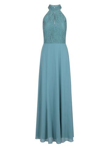 *little Mistress Sage Lace Halter Neck Maxi Dress