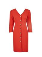 Dorothy Perkins *red Rust Horn Button Through Bodycon Dress